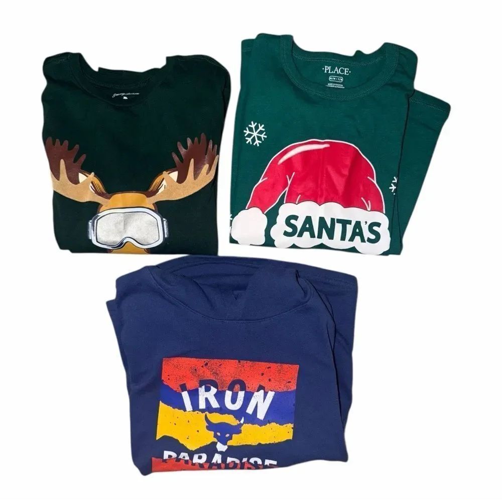 Lot 3 Boys Shirts Under Armour Project Rock Hoodie Tommy Bahama Childrens Place
